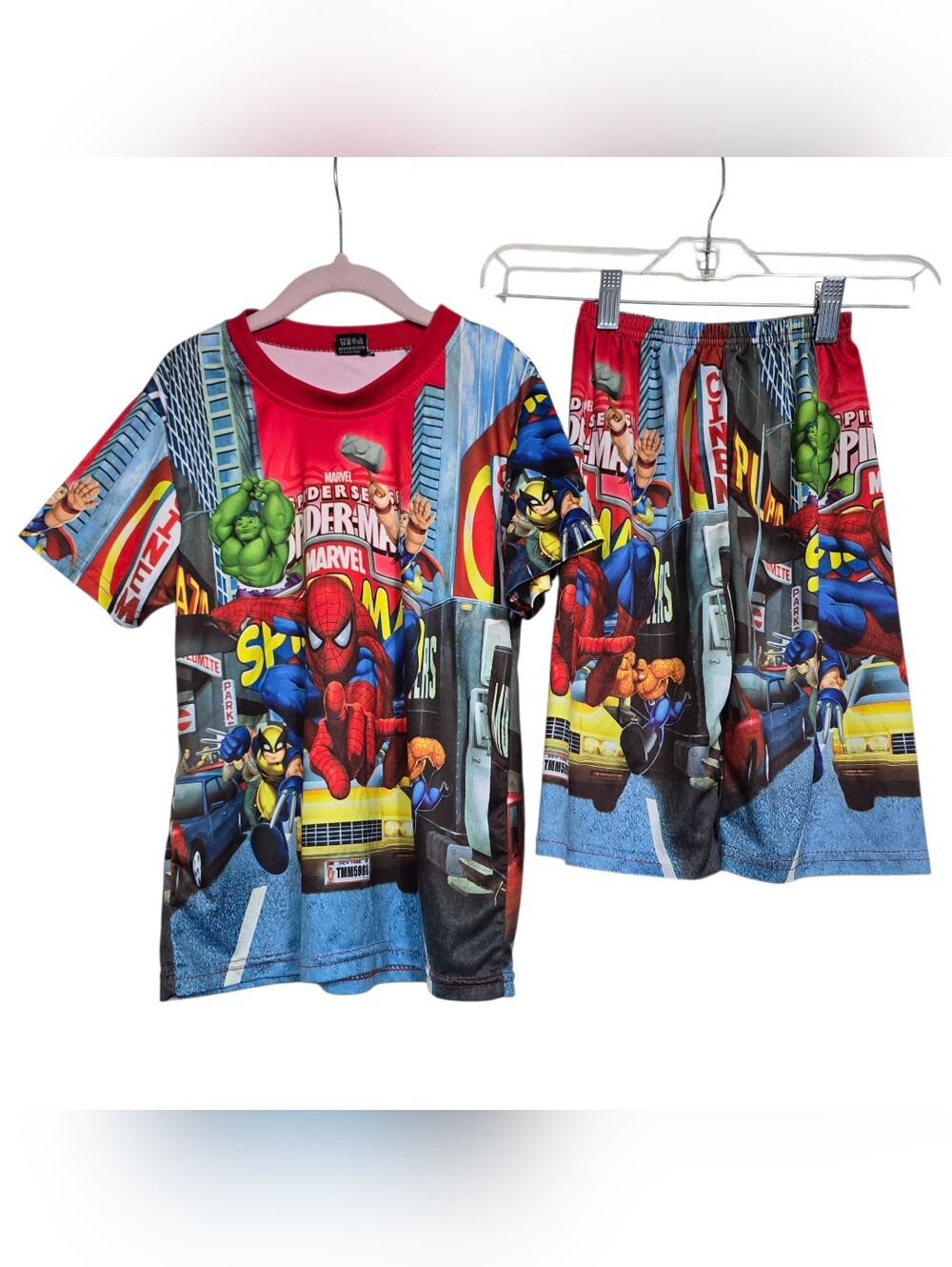 Cartoon Network Spiderman Pajamas Matching Set Shorts & Top XL Boys
